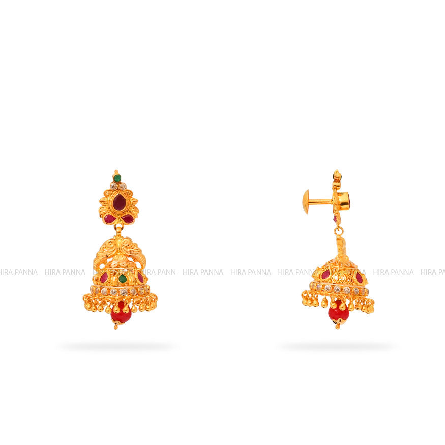 Gold Jhumka Earrings