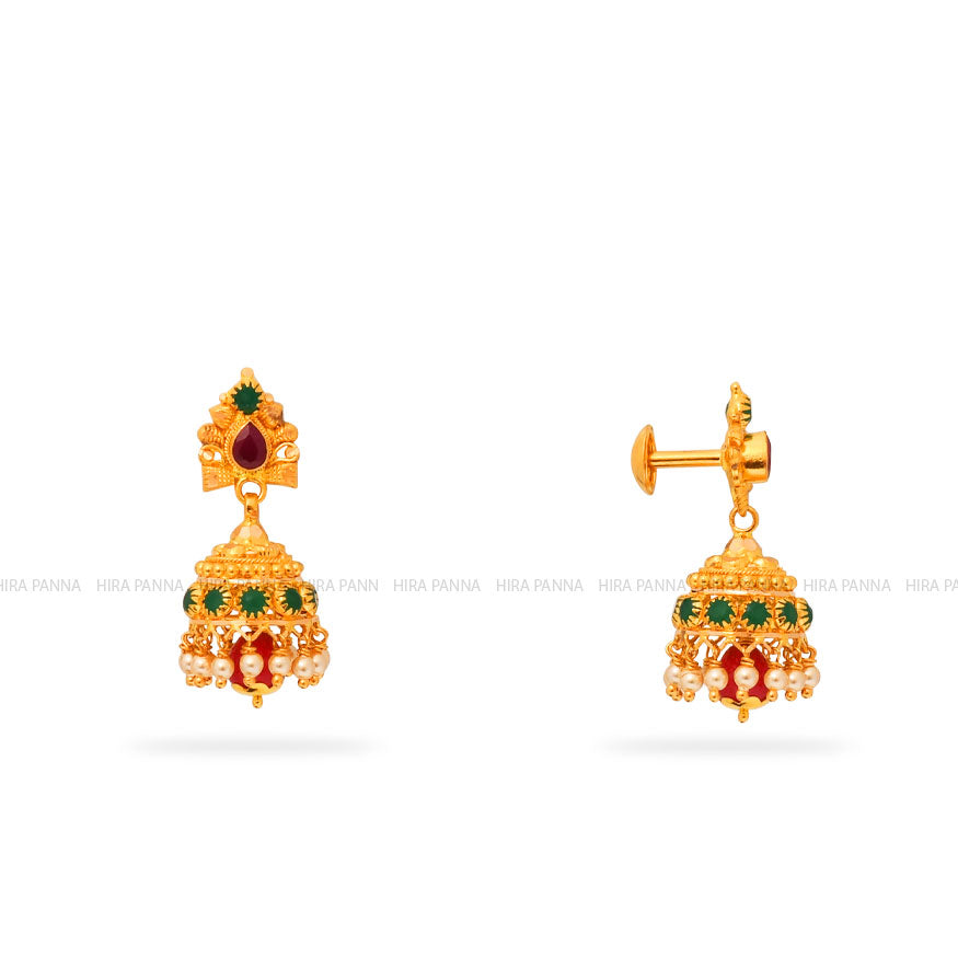 Gold Jhumka Earrings