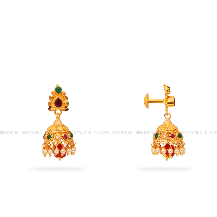 Gold Jhumka Earrings