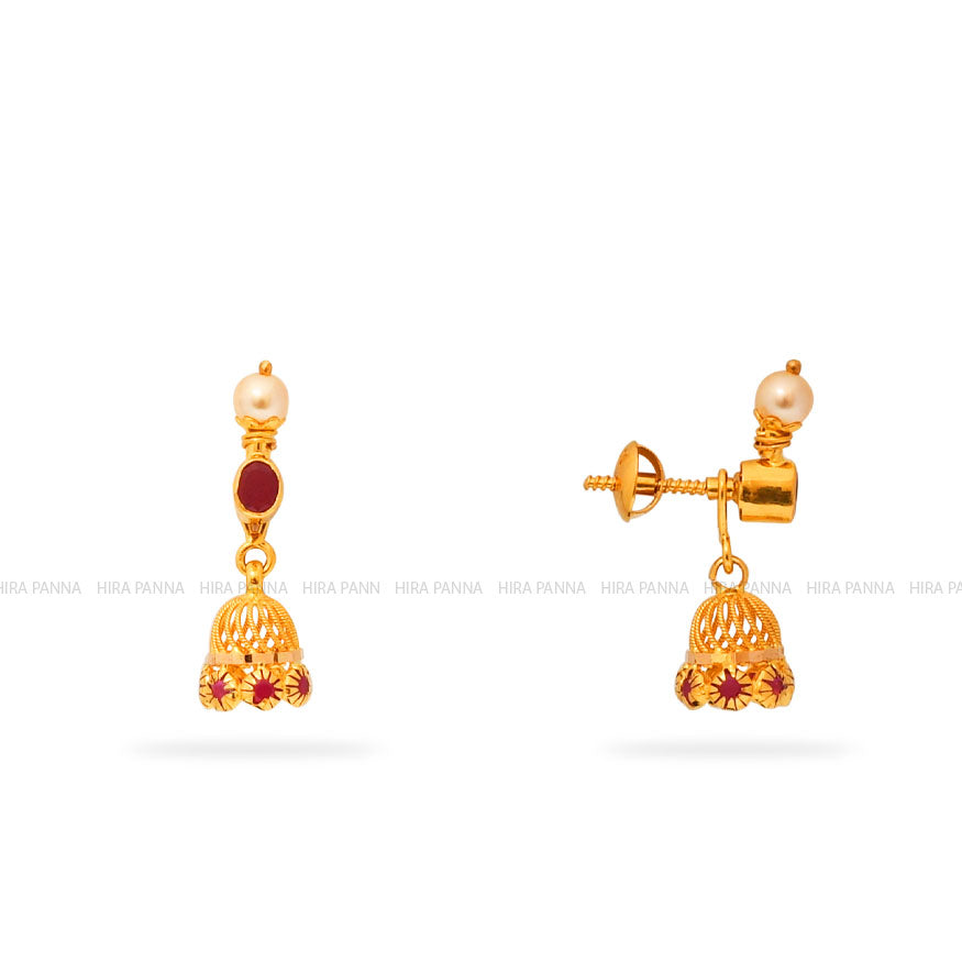 Gold Jhumka Earrings