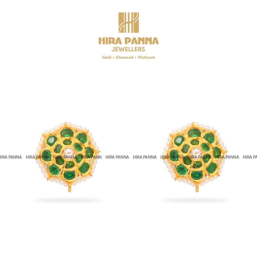 Emerald Diamond Polki Earrings